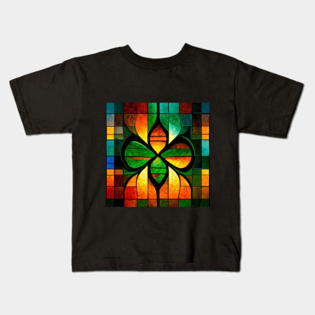 Celtic Cross Stained Glass Kids T-Shirt by DuncanStar